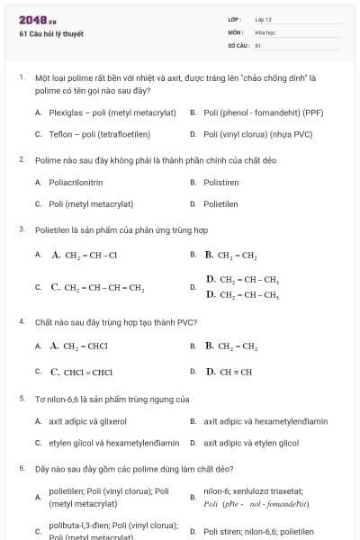 61 Câu hỏi lý thuyết