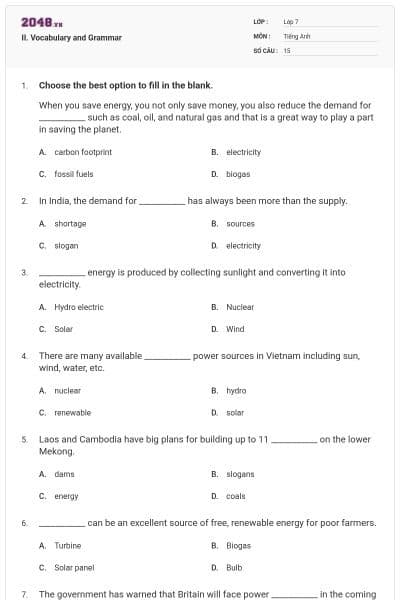 II. Vocabulary and Grammar