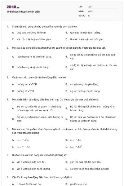10 Bài tập lí thuyết có lời giải)