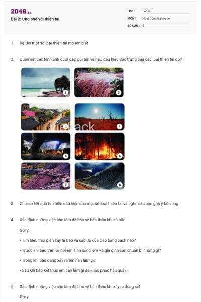 Bài 2: Ứng phó với thiên tai