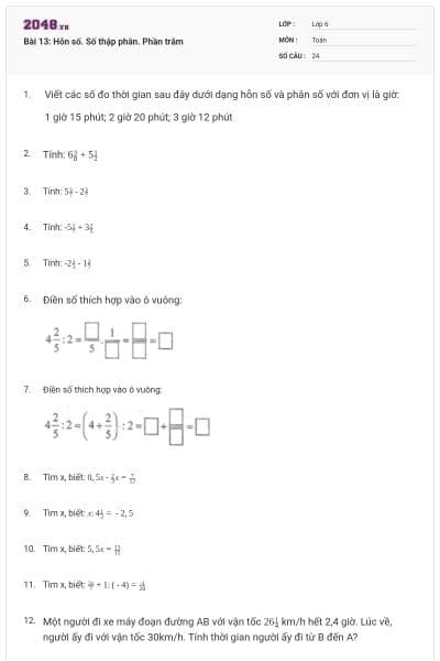 Bài 13: Hỗn số. Số thập phân. Phần trăm