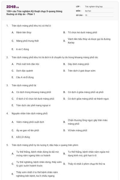 100+ câu Trắc nghiệm Kỹ thuật chụp X-quang thông thường có đáp án - Phần 1