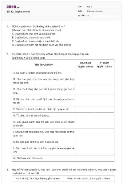 Bài 12. Quyền trẻ em