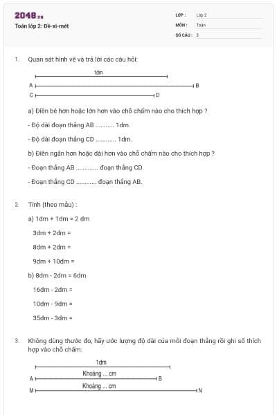 Toán lớp 2: Đề-xi-mét