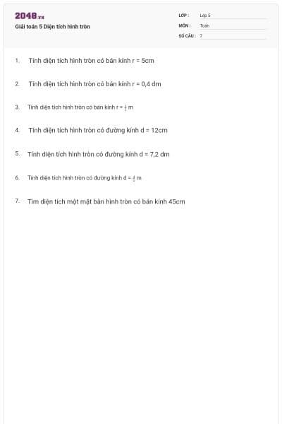 Giải toán 5 Diện tích hình tròn