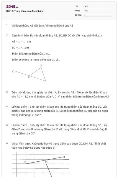 Bài 10: Trung điểm của đoạn thẳng