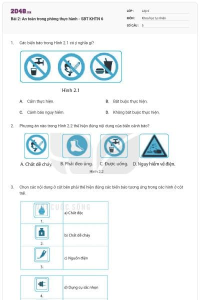 Bài 2: An toàn trong phòng thực hành - SBT KHTN 6