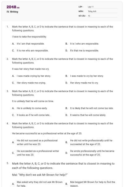 IV. Writing