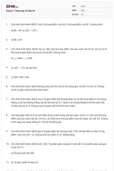 Dạng 4. Tổng hợp có đáp án