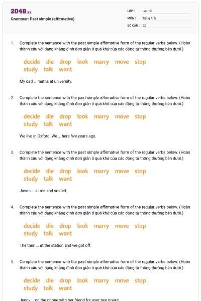 Grammar: Past simple (affirmative)