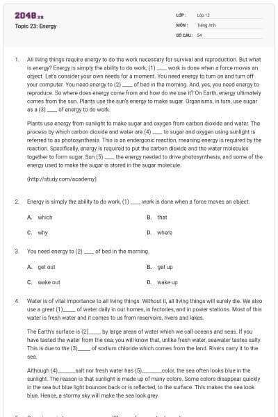 Topic 23: Energy