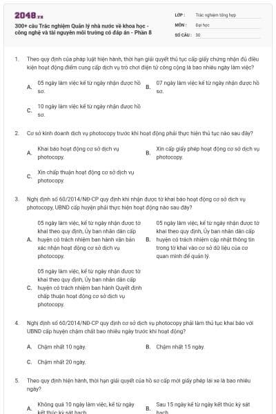300+ câu Trắc nghiệm Quản lý nhà nước về khoa học - công nghệ và tài nguyên môi trường có đáp án - Phần 8