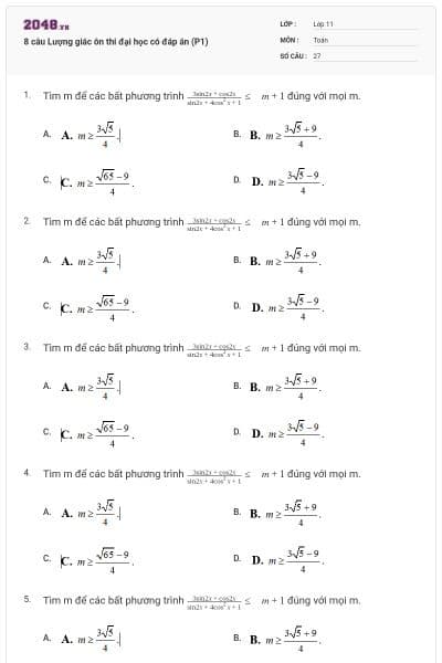 8 câu Lượng giác ôn thi đại học có đáp án (P1)