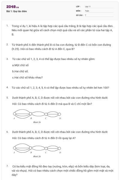 Bài 1: Quy tắc đếm