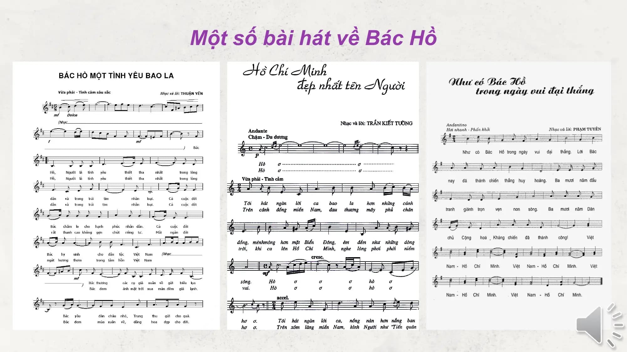 Một số bài hát về Bác Hồ