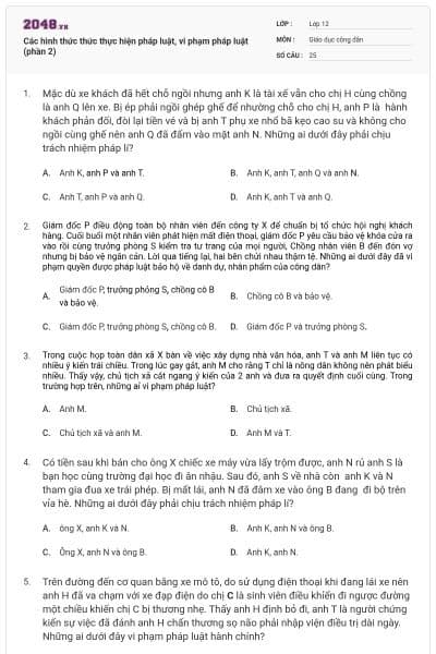 Các hình thức thức thực hiện pháp luật, vi phạm pháp luật (phần 2)