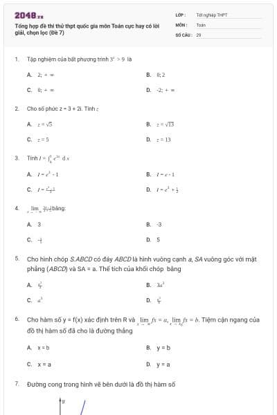 Tổng hợp đề thi thử thpt quốc gia môn Toán cực hay có lời giải, chọn lọc (Đề 7)