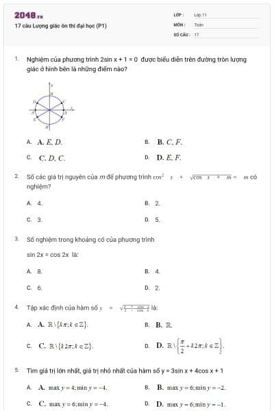 17 câu Lượng giác ôn thi đại học (P1)