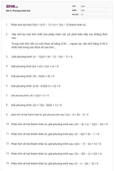 Bài 4: Phương trình tích