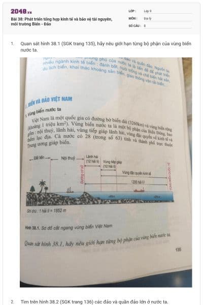 Bài 38: Phát triển tổng hợp kinh tế và bảo vệ tài nguyên, môi trường Biển - Đảo
