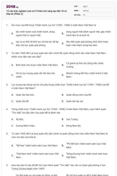 15 câu trắc nghiệm Lịch sử 9 Chân trời sáng tạo Bài 18 có đáp án (Phần 2)