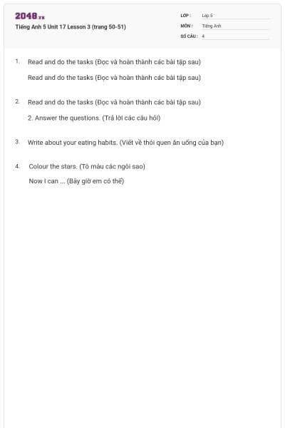 Tiếng Anh 5 Unit 17 Lesson 3 (trang 50-51)