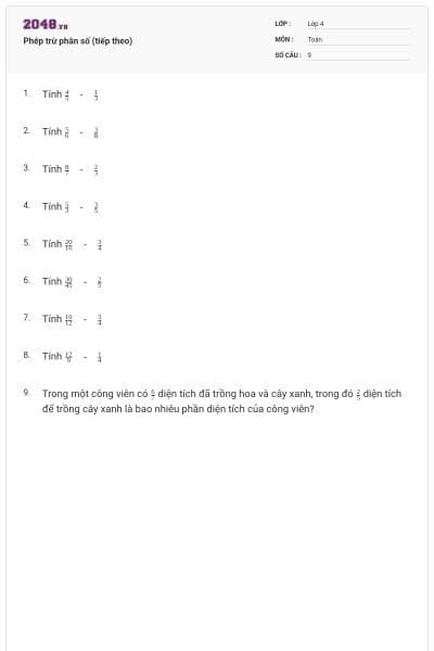 Phép trừ phân số (tiếp theo)