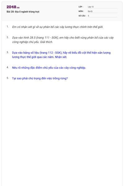 Bài 28: Địa lí ngành trồng trọt