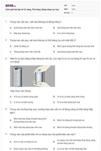 Cách giải bài tập về Cơ năng, Thế năng, Động năng cực hay
