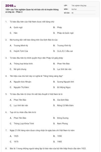 100+ câu Trắc nghiệm Quan hệ với báo chí và truyền thông có đáp án - Phần 2