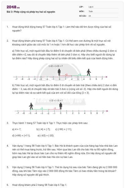 Bài 3: Phép cộng và phép trự hai số nguyên