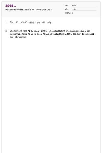Đề kiểm tra Giữa kì 2 Toán 8 KNTT có đáp án (Đề 1)