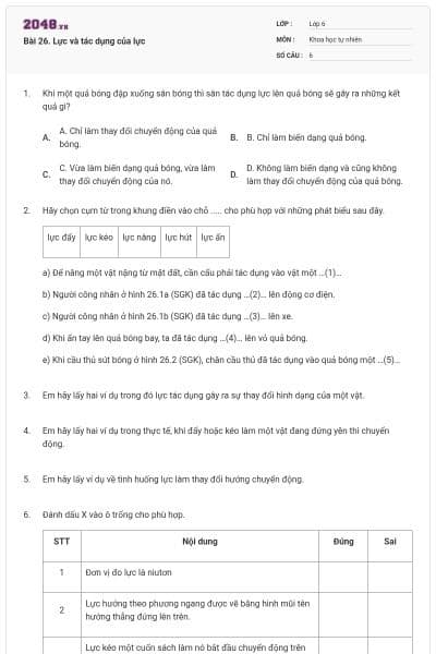 Bài 26. Lực và tác dụng của lực