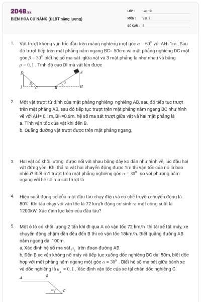 BIẾN HÓA CƠ NẮNG (ĐLBT năng lượng)