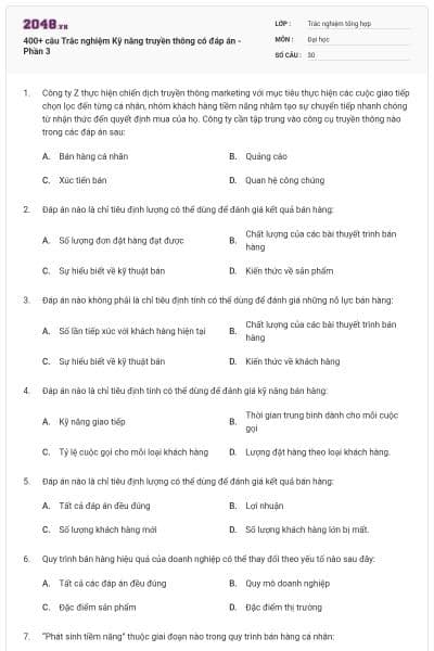 400+ câu Trắc nghiệm Kỹ năng truyền thông có đáp án - Phần 3