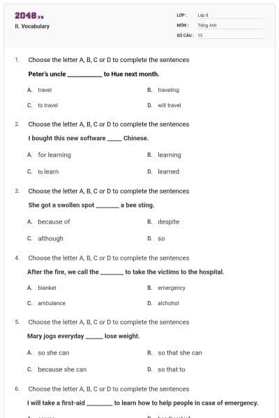 II. Vocabulary