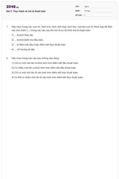 Bài 5. Thực hành về mô tả thuật toán