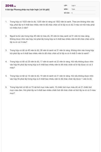 6 bài tập Phương pháp suy luận logic (có lời giải)