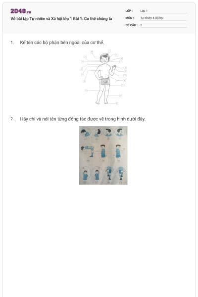 Vở bài tập Tự nhiên và Xã hội lớp 1 Bài 1: Cơ thể chúng ta