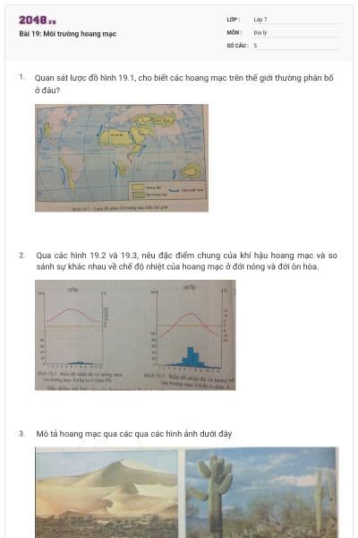 Bài 19: Môi trường hoang mạc