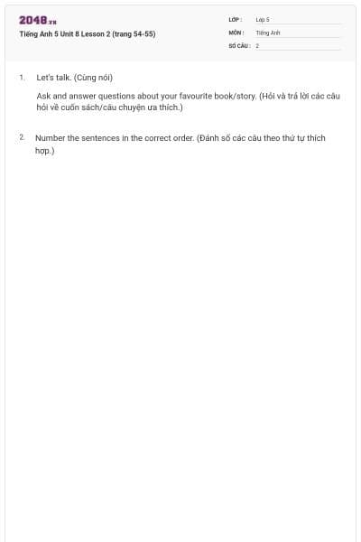 Tiếng Anh 5 Unit 8 Lesson 2 (trang 54-55)