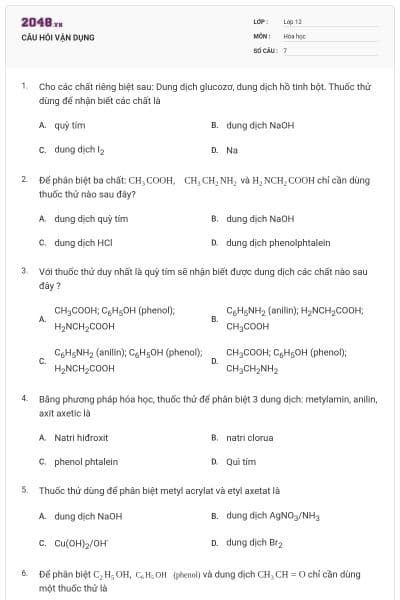 CÂU HỎI VẬN DỤNG