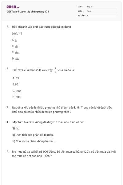 Giải Toán 5 Luyện tập chung trang 178