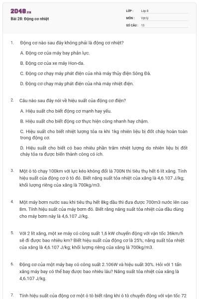 Bài 28: Động cơ nhiệt