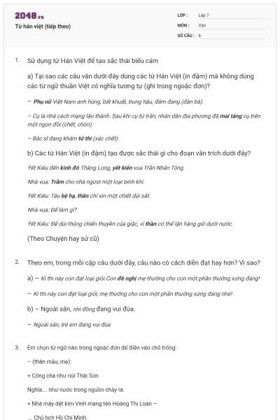 Từ hán việt (tiếp theo)