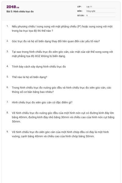 Bài 5: Hình chiếu trục đo