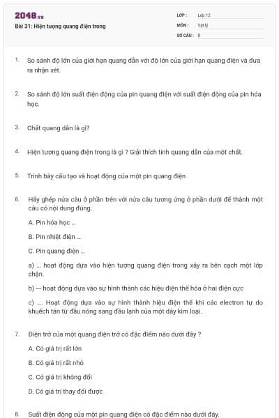 Bài 31: Hiện tượng quang điện trong