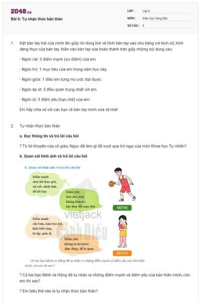 Bài 6: Tự nhận thức bản thân