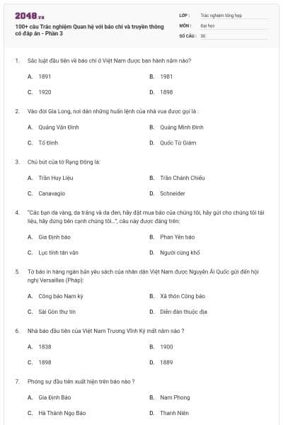 100+ câu Trắc nghiệm Quan hệ với báo chí và truyền thông có đáp án - Phần 3