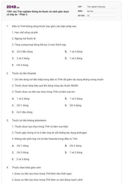 100+ câu Trắc nghiệm thông tin thuốc và cảnh giác dược có đáp án - Phần 3